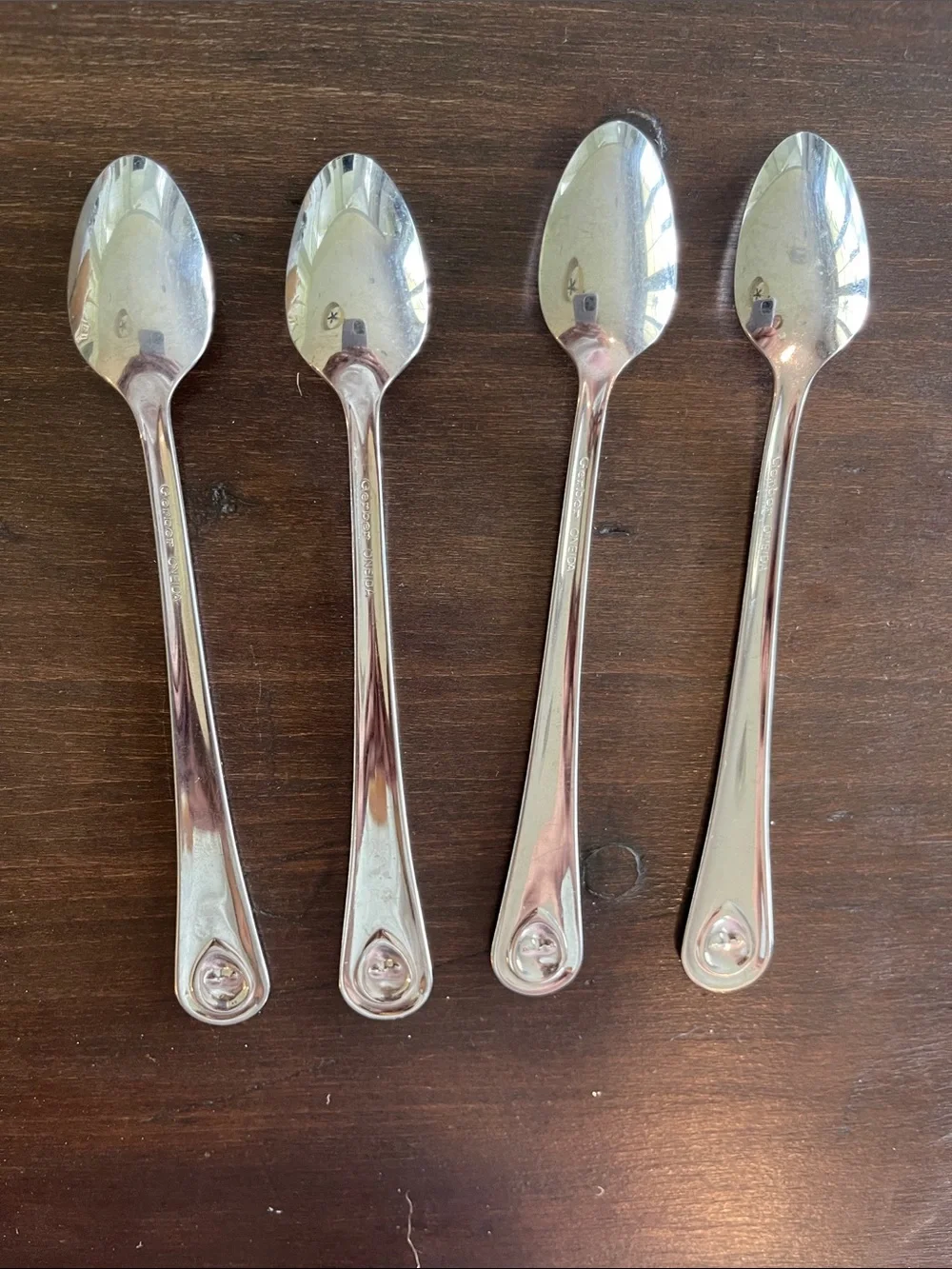 Vintage Gerber Oneida Stainless Steel Set Of 4 Long Handle Spoons
